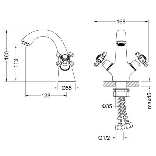 Смеситель Timo Nelson 1911/03F на раковину черный - фото 2