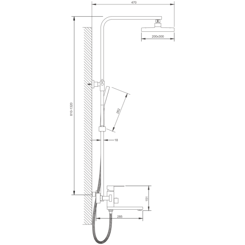 Душевая стойка Belz B817 B24817-3 настенная цвет оружейная сталь - фото 2