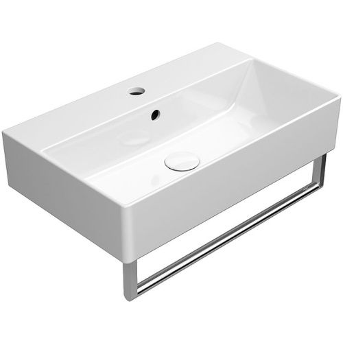 Раковина из сантехнического фаянса GSI Kube X 9454111_УЦ 60х40 подвесная цвет белый 1 отверстие под смеситель - фото 2