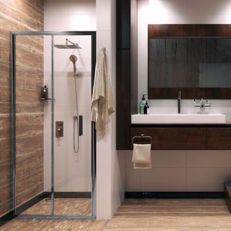 Душевая дверь Wasserkraft Weser 78F 78F12 100х200 стекло прозрачное профиль хром