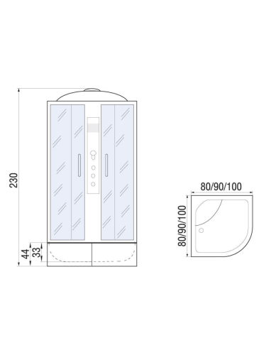 Душевая кабина River DUNAY 10000006201 80х80 четверть круга с крышей ориентация универсальная - фото 2