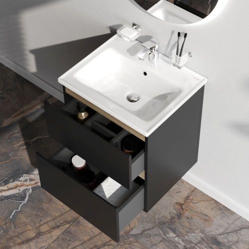 Тумба под раковину Am.Pm X-Joy M85AFHX0552BM 50х40 подвесная цвет черный - фото 4