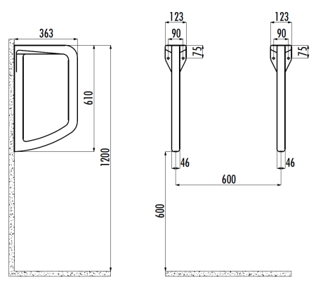 Перегородка для писсуара Creavit TP660-00CB00E-0000