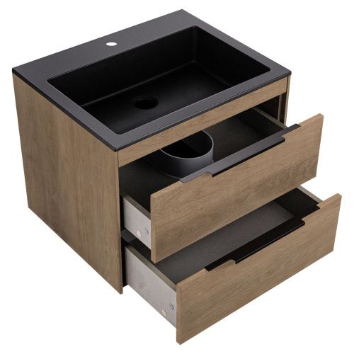 Тумба под раковину Vincea Chiara 2D VMC-2C2600NO 60х50 подвесная цвет коричневый - фото 3