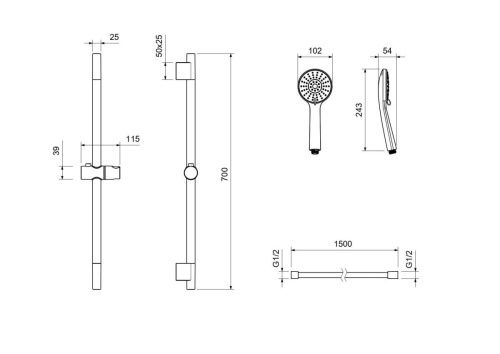 Душевой гарнитур Aquatek Бетта AQ2017BGM настенный вороненая сталь - фото 3