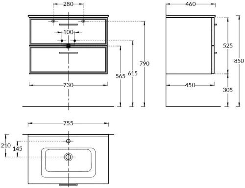 Тумба под раковину Kerama Marazzi GEOMETRICA PIA.CL.75\BLU.M 70х50 подвесная цвет синий - фото 2