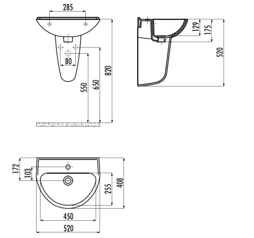 Раковина из сантехнического фарфора Creavit Oval TP155-00CB00E-0000 50х40 подвесная цвет белый 1 отверстие под смеситель - фото 2