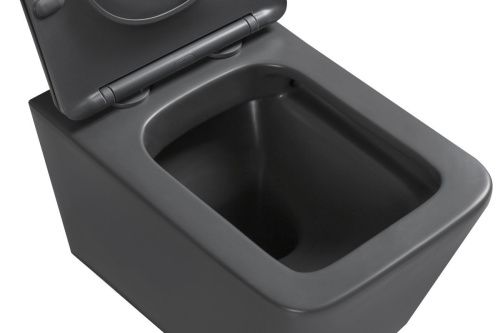 Унитаз подвесной SantiLine SL-5007DG цвет темно-серый с сиденьем микролифт безободковый смыв воронка-водоворот - фото 2