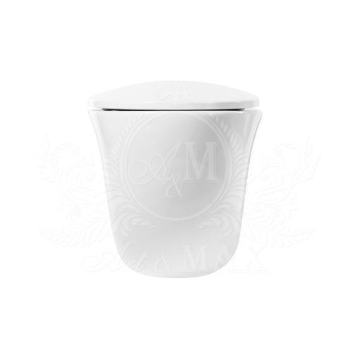 Унитаз подвесной Art&Max PESCSRA AM016CHR белый с сиденьем микролифт безободковый каскадный смыв - фото 2