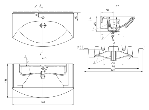 Раковина мебельная керамическая Dreja Laguna 85 191676 90х50 накладная цвет белый - фото 4