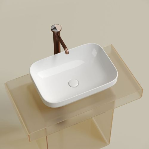 Раковина из сантехнического фарфора Ceramica Nova ELEMENT CN6055 50х40 накладная цвет белый без отверстий под смеситель - фото 3