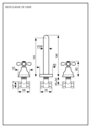 Смеситель для раковины Emmevi Deco Classic 12055/BR встраиваемый в стену бронза