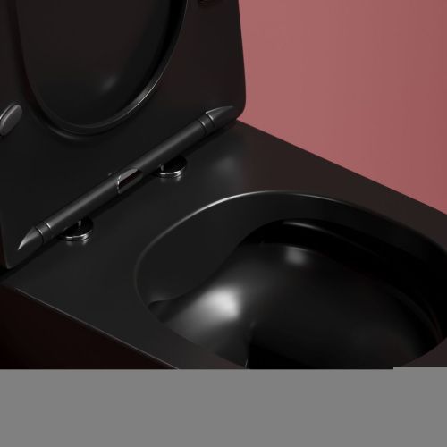Унитаз подвесной Ceramica Nova MODENA CN6063MB черный с сиденьем микролифт безободковый душевой смыв - фото 5