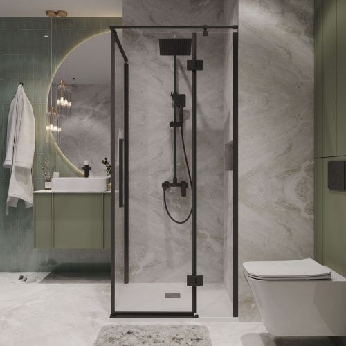 Душевой уголок Niagara Nova NG-6831-34BLACK 90х90 стекло прозрачное профиль черный без поддона - фото 4