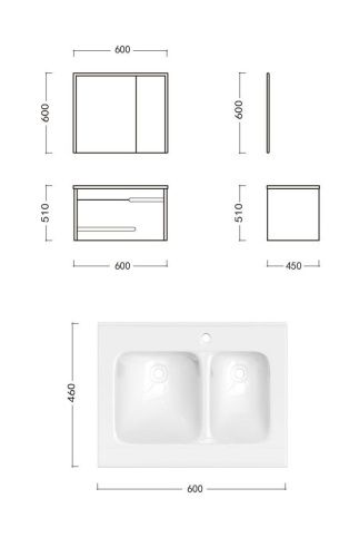 Комплект мебели: тумба с раковиной + зеркало-шкаф Cerutti SPA OGLIO 60 60х50 подвесной цвет серый - фото 5