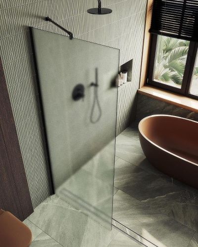 Душевая перегородка Maybah Glass MGD-1357-6ш 100х195 стекло тонированное профиль черный - фото 2