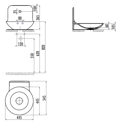 Раковина из сантехнического фарфора Creavit Foglia FG045-00CB00E-0000 60х40 накладная цвет белый 1 отверстие под смеситель