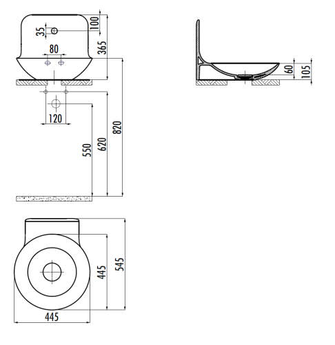 Раковина из сантехнического фарфора Creavit Foglia FG045-00CB00E-0000 60х40 накладная цвет белый 1 отверстие под смеситель - фото 2