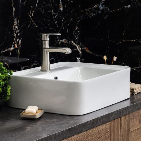 Раковина из сантехнического фарфора Melana 78355-805 50х40 накладная цвет белый 1 отверстие под смеситель