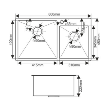 Кухонная мойка Melana ProfLine S8045HB графит 80х45 цвет хром поверхность полированная