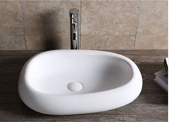 Раковина из сантехнического фарфора Cerutti SPA CR7041B 60х40 накладная цвет белый без отверстий под смеситель