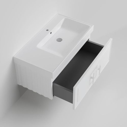 Тумба с раковиной La Fenice CUBO NFNC-01-CUB-B-90-2-90R 90х50 подвесная цвет белый - фото 2