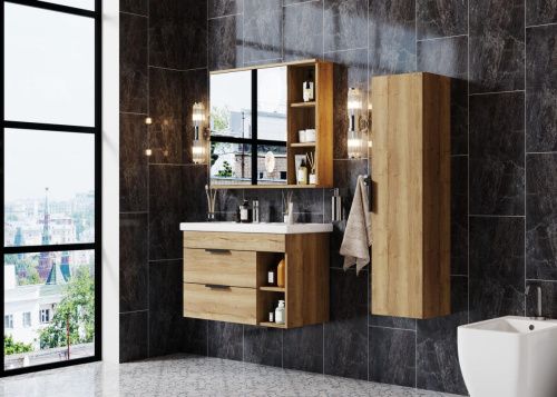 Зеркало-шкаф Onika Легран 208092 80х70 подвесной цвет коричневый - фото 2