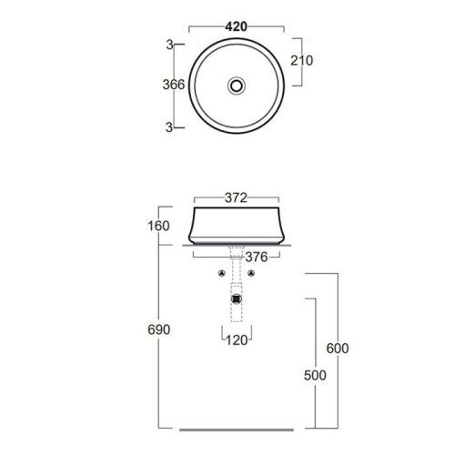 Раковина из сантехнического фаянса Simas SHARP SH02bi*0 40х40 накладная цвет белый без отверстий под смеситель - фото 2