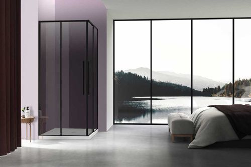 Душевой уголок Vincea Slim-N VSS-4SN9010CGB 100х90 стекло тонированное профиль черный без поддона - фото 2