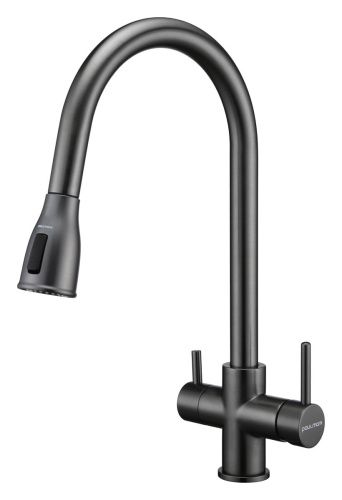 Смеситель для кухни Paulmark LANGE La214212-GM на мойку вороненая сталь