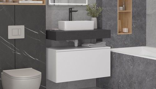 Тумба Velvex UNIT tpUNI.80.H40.Y.VY-211 80х48х40 подвесная цвет белый матовый - фото 2