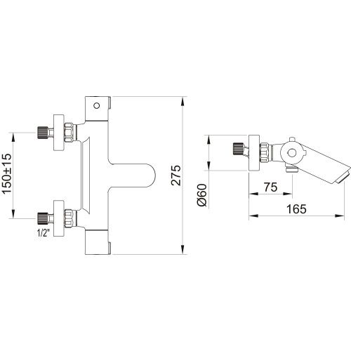 Смеситель Clever Up! Urban 61012 настенный хром - фото 2