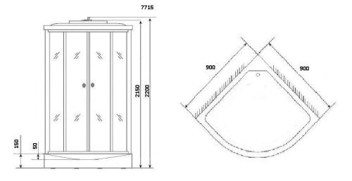 Душевая кабина Niagara Luxe 7715W 90х90 четверть круга с крышей ориентация универсальная - фото 5