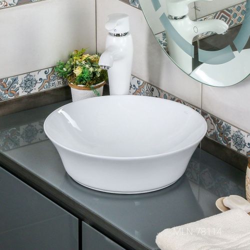 Раковина из сантехнического фарфора Melana 78114-805 40х40 накладная цвет белый без отверстий под смеситель - фото 3