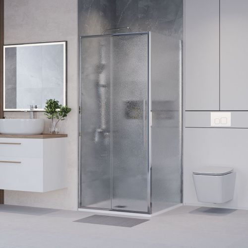 Душевой уголок Niagara Nova NG-65-9CH-CH80-34 90х80 стекло шиншилла профиль хром без поддона - фото 2