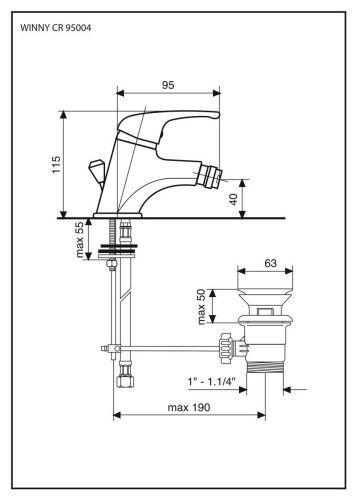 Смеситель для раковины Emmevi Winny 95004/CR на столешницу хром - фото 2
