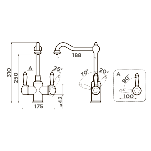 Смеситель для кухни Omoikiri Tottori 4994009 на мойку латунь - фото 2