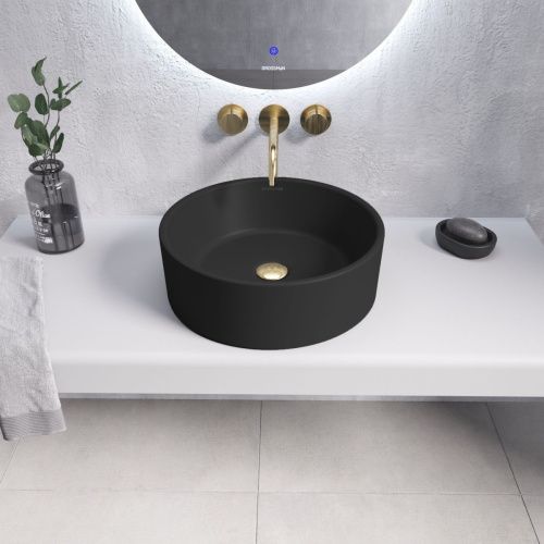 Раковина из сантехнического фаянса Grossman Color GR-3013BM 40х40 накладная цвет черный без отверстий под смеситель - фото 2