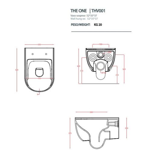 Чаша унитаза подвесная Artceram THE ONE THV001 01 00 цвет белый без сиденья безободковая душевой смыв - фото 2