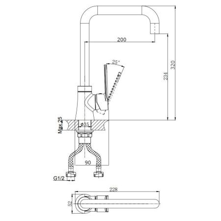 Смеситель для кухни Rush Denis DN0335-22 на мойку хром
