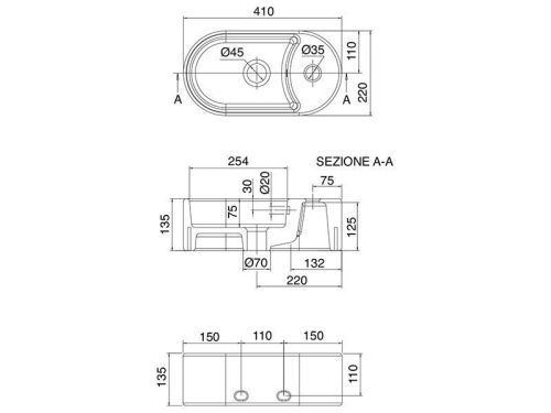 Раковина из сантехнического фаянса Scarabeo Seventy 8093/B 40х20 подвесная цвет белый - фото 3