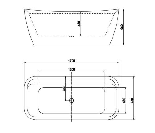 Ванна акриловая Aquatek АМАДЕО AQ-197778 170х80 отдельностоящая прямоугольная с ножками - фото 2