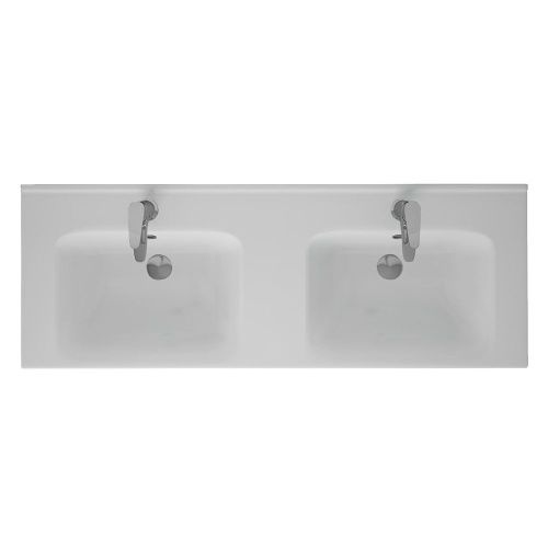 Раковина керамическая Dreja Harmony 641938 130х50 полувстраиваемая цвет белый 2 отверстия под смеситель - фото 4