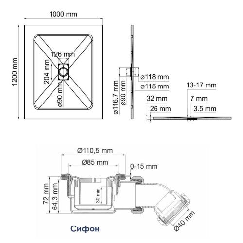 Душевой поддон из стеклопластика Wasserkraft Main 41T 41T10 120х100 белый - фото 2