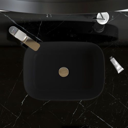 Раковина из сантехнического фарфора Am.Pm Func M8FWCC10450BM 50х30 накладная цвет черный без отверстий под смеситель - фото 4