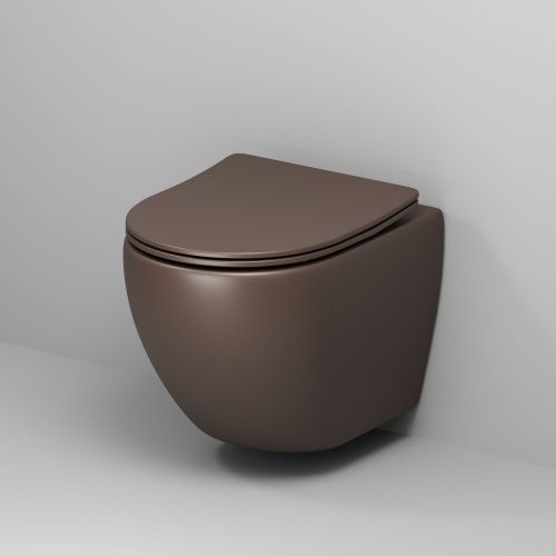 Унитаз подвесной Grossman Color GR-4455BRMS коричневый с сиденьем безободковый каскадный смыв - фото 2