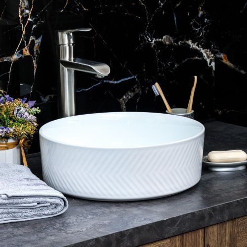 Раковина из сантехнического фарфора Melana 320339-805 40х40 накладная цвет белый без отверстий под смеситель - фото 5