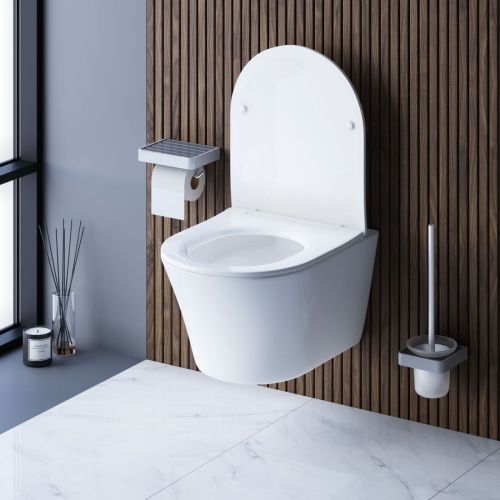 Унитаз подвесной Damixa Skyline DX35C1700SC белый с сиденьем микролифт безободковый каскадный смыв - фото 3