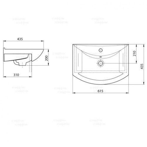 Раковина из сантехнического фаянса СанТа Грация60 60х40 накладная цвет белый - фото 2