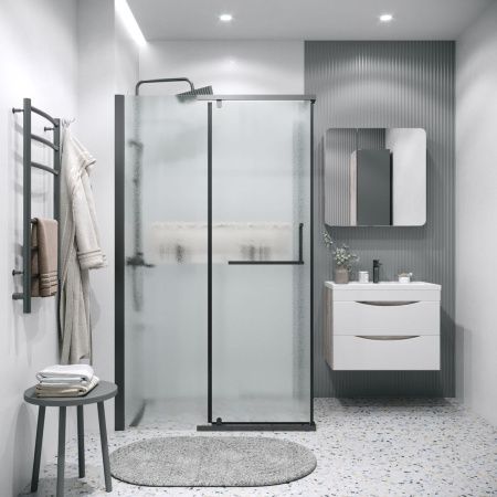 Душевой уголок Grossman Pragma 120.K33.03.1010.21.02 100х100 стекло шиншилла профиль черный без поддона